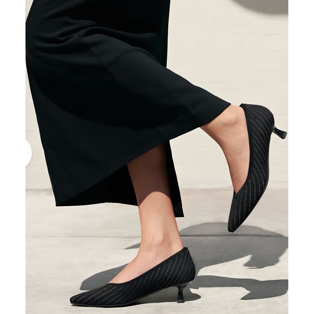VIVAIA Scarlett Black Pin Stripe Pointed Toe Kitten Heels Women EU 41 US 9.5